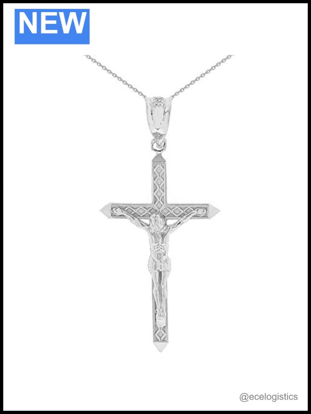 925 Sterling Silver Cross Crucifix Pendant Necklace Religious Jewelry